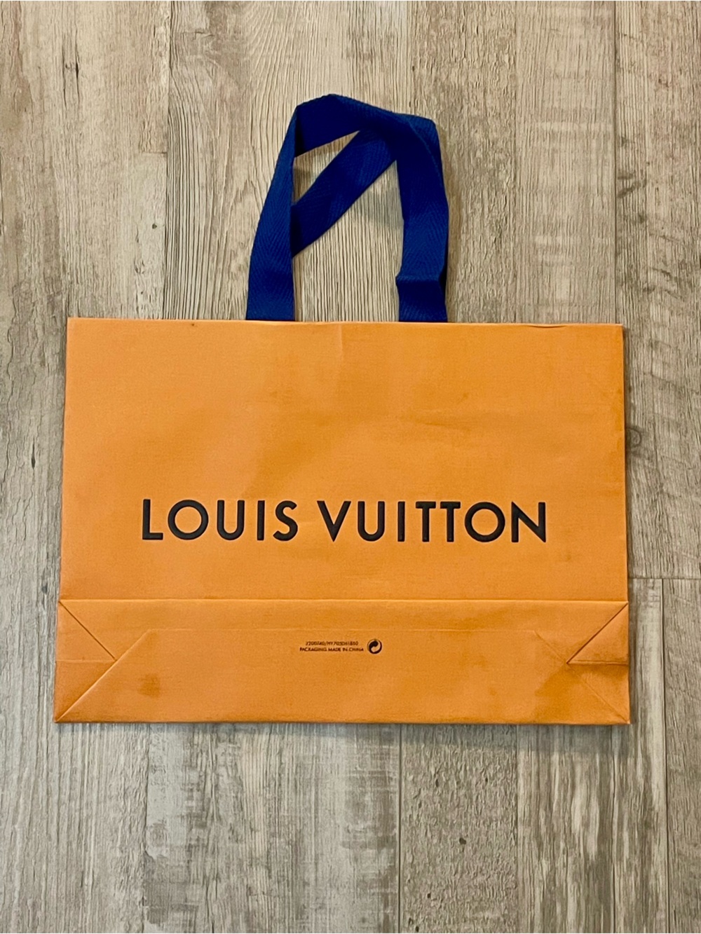 Louis Vuitton Orange Gift Bag with Blue Ribbon Handles - Picture 2 of 2
